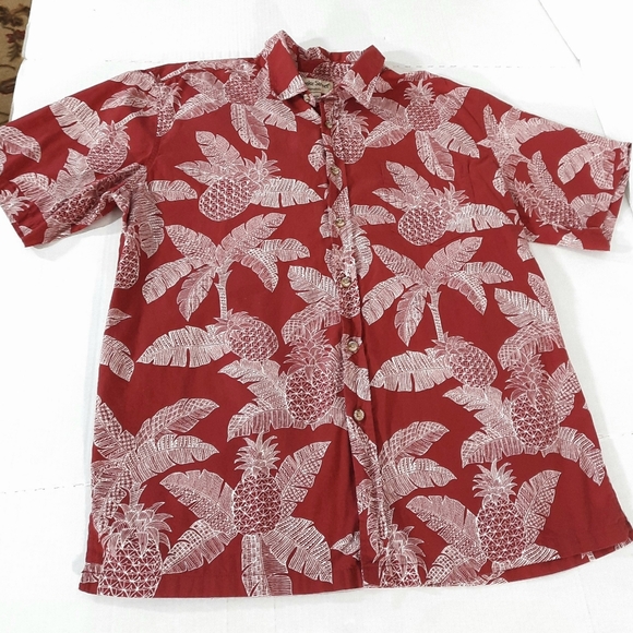 Cooke Street Pineapple & Banana Leaf Print Hawaiian Shirt - Picture 1 of 5